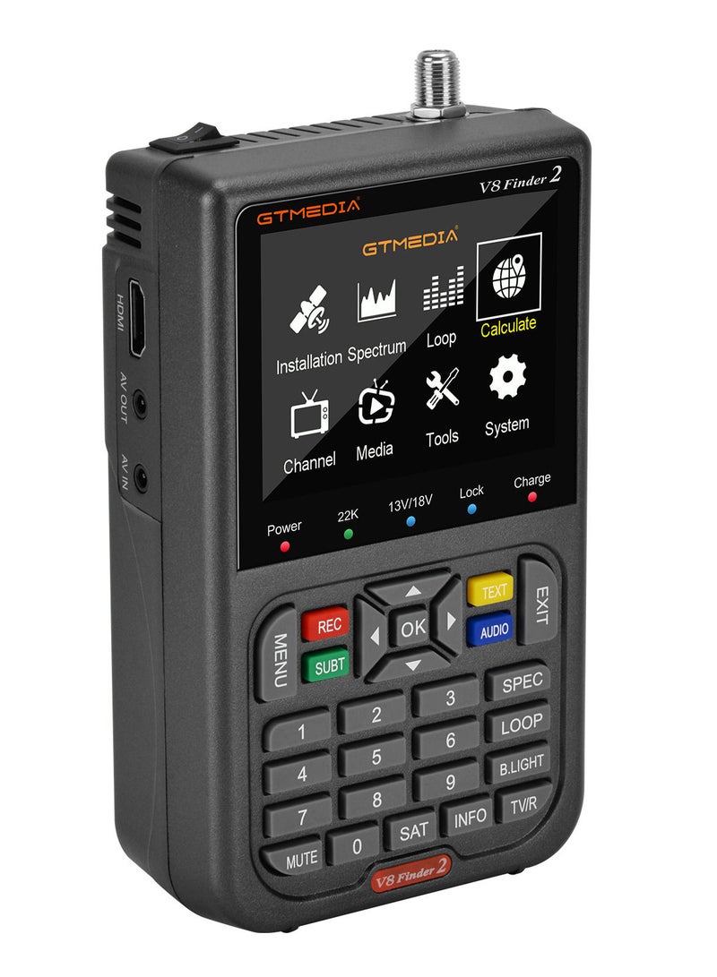 Gtmedia Digital Satellite Sat Finder2 V8 H.265 DVB S2X Full HD With 3.5 Inch LCD Screen Black  - Image 2