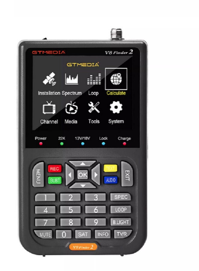 Gtmedia Digital Satellite Sat Finder2 V8 H.265 DVB S2X Full HD With 3.5 Inch LCD Screen Black  - Image 1