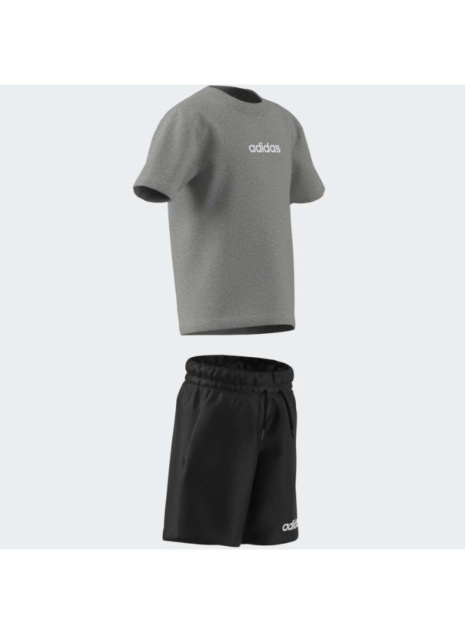 Adidas طقم تي شيرت LK LIN MGREYH/WHITE - Image 4