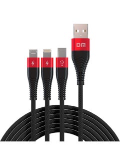 DM SL004 iPhone Lightning Type-C Micro USB 2.4A Charging and Data Cable 120CM  - Image 2