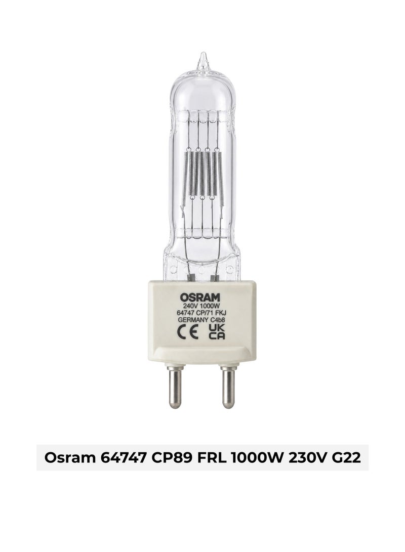 Osram 64747 CP89 FRL 1000W 230V G22 Halogen Lamp - Image 1