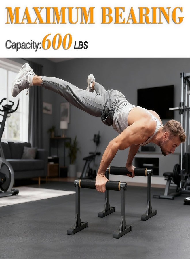 GanFindX 12" Wooden Parallel Bar and Dip Bar with Non-Slip Handles, Rock-Free Fitness Equipment for Handstands, L-Sits, Gymnastics and Strength Training for Home Gym, 600lbs Capacity - Image 2