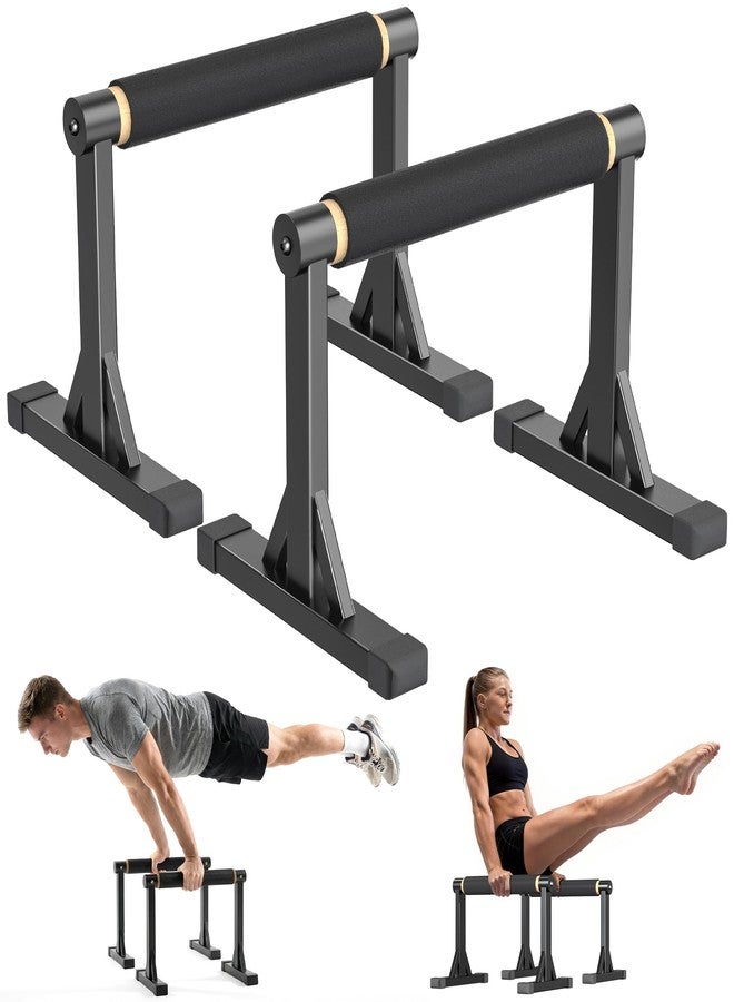 GanFindX 12" Wooden Parallel Bar and Dip Bar with Non-Slip Handles, Rock-Free Fitness Equipment for Handstands, L-Sits, Gymnastics and Strength Training for Home Gym, 600lbs Capacity - Image 1