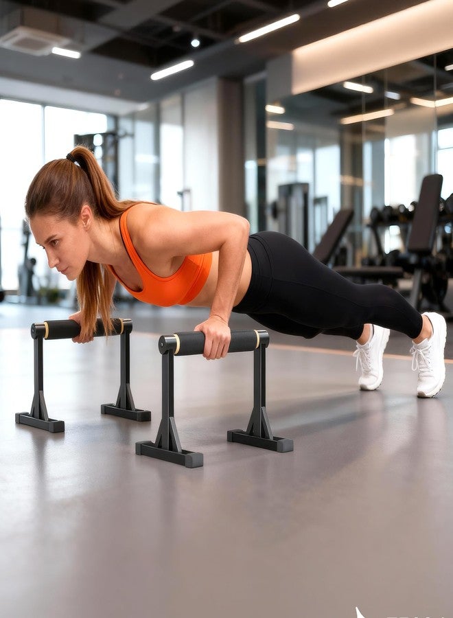GanFindX 12" Wooden Parallel Bar and Dip Bar with Non-Slip Handles, Rock-Free Fitness Equipment for Handstands, L-Sits, Gymnastics and Strength Training for Home Gym, 600lbs Capacity - Image 4