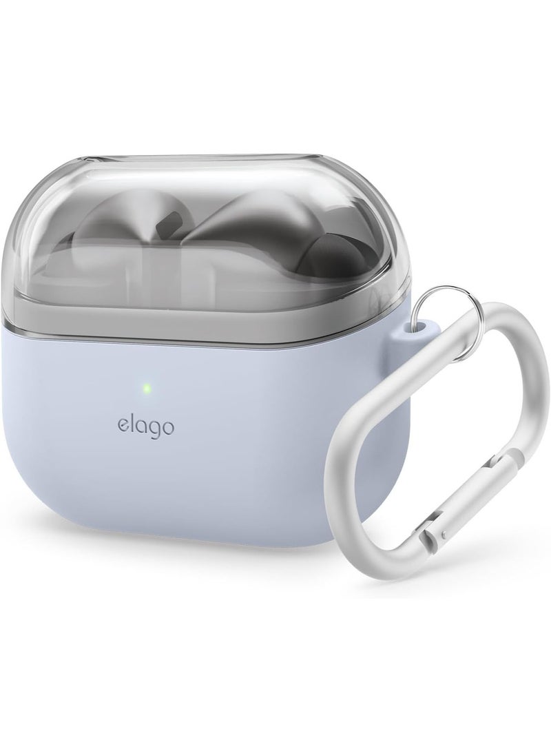 Elago Duo Hang for Samsung Galaxy Buds 3 Pro Case and Galaxy Buds3 Case Cover with Carabiner - Clear | Light Blue - Image 1