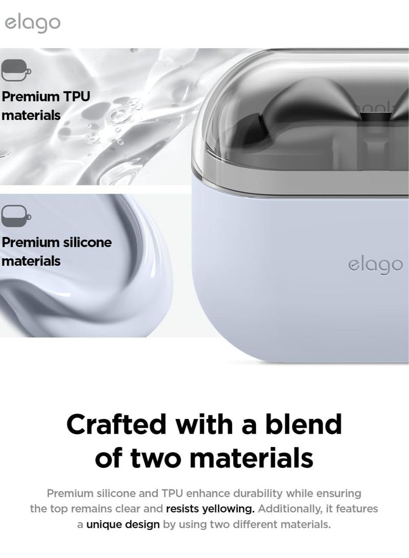 Elago Duo Hang for Samsung Galaxy Buds 3 Pro Case and Galaxy Buds3 Case Cover with Carabiner - Clear | Light Blue - Image 2