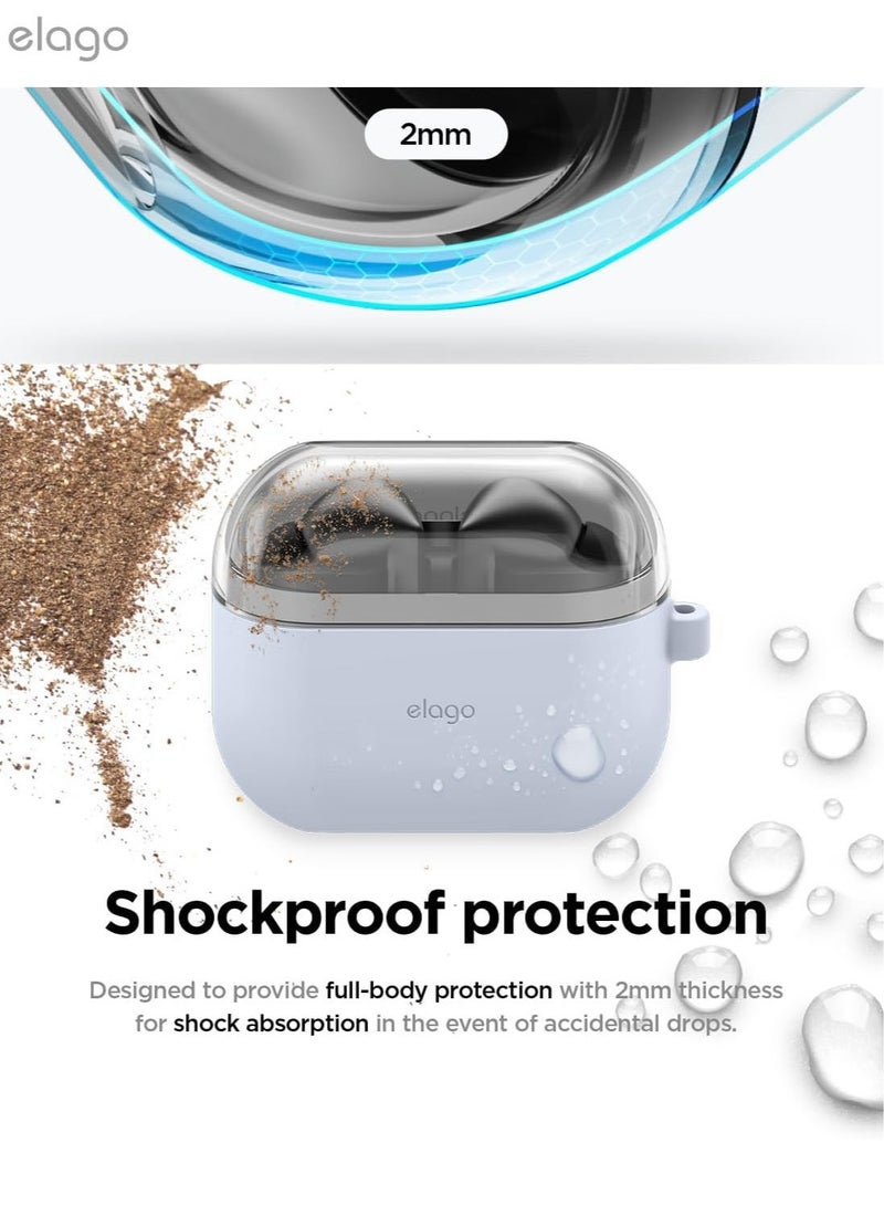 Elago Duo Hang for Samsung Galaxy Buds 3 Pro Case and Galaxy Buds3 Case Cover with Carabiner - Clear | Light Blue - Image 3