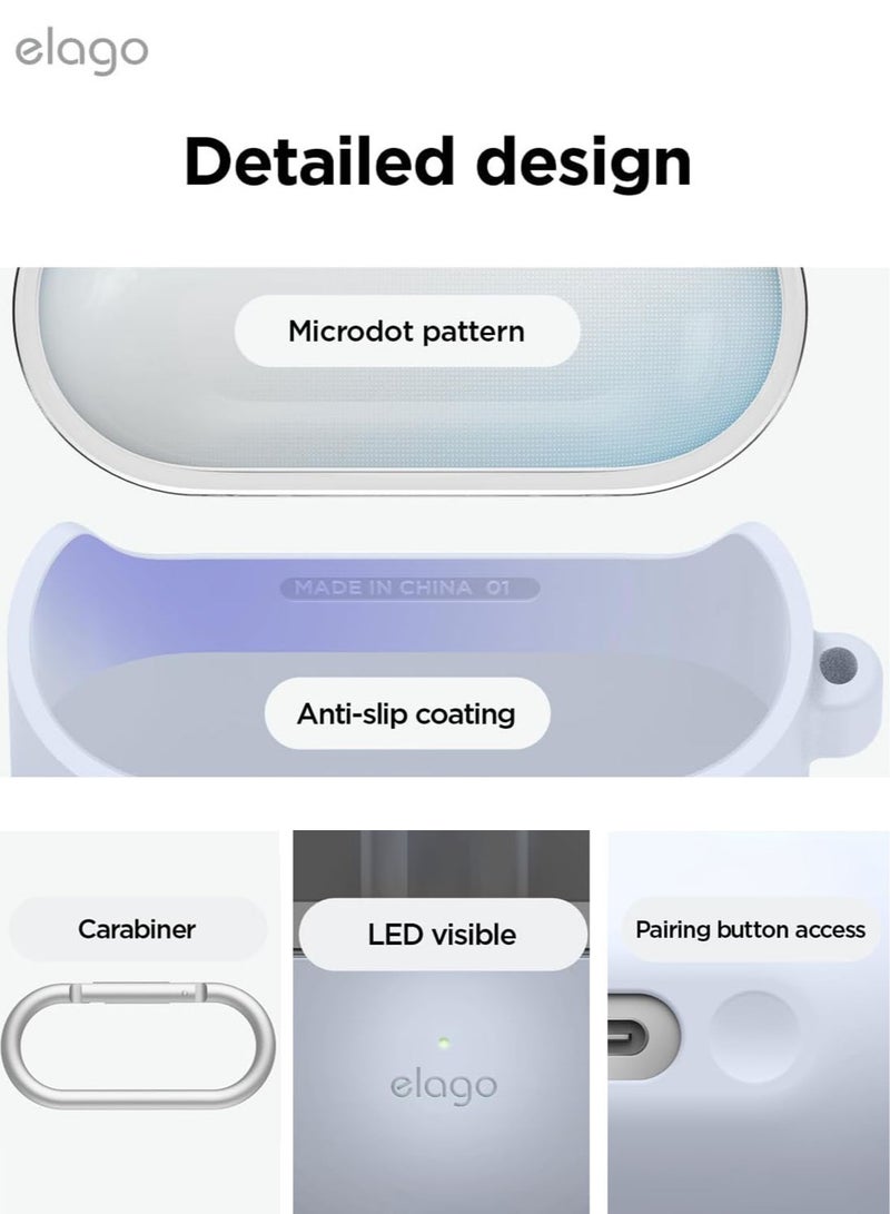 Elago Duo Hang for Samsung Galaxy Buds 3 Pro Case and Galaxy Buds3 Case Cover with Carabiner - Clear | Light Blue - Image 4