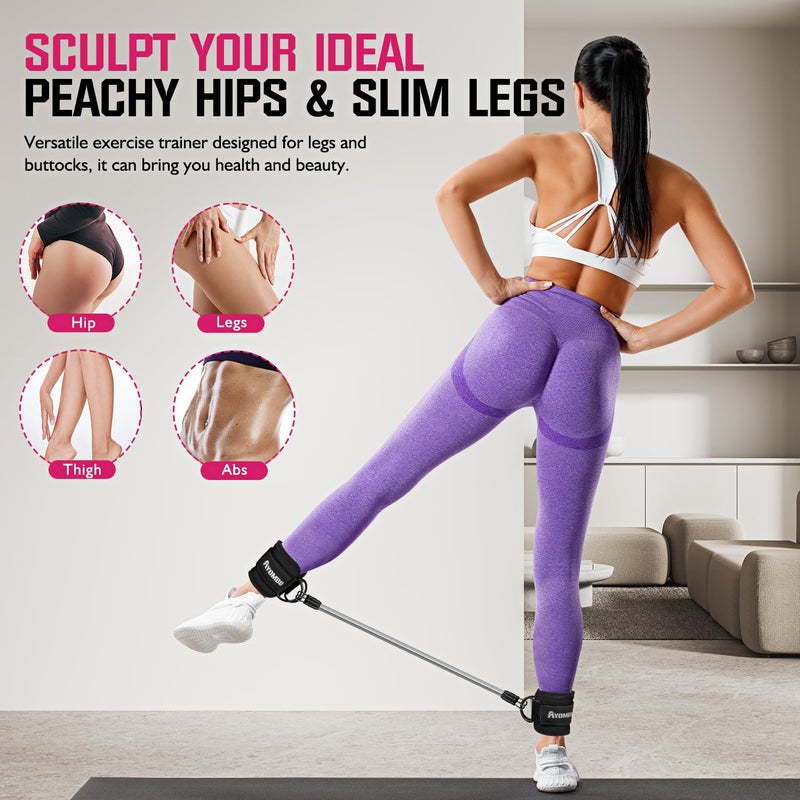 Ayombo Ankle Resistance Bands with Cuffs, Ankle Weights Exercise Bands for Working Out, Recoils and Glutes Workout Equipment, Leg Resistance Bands Set with Ankle Strap for Women & Men Home Gym Fitness - Image 2
