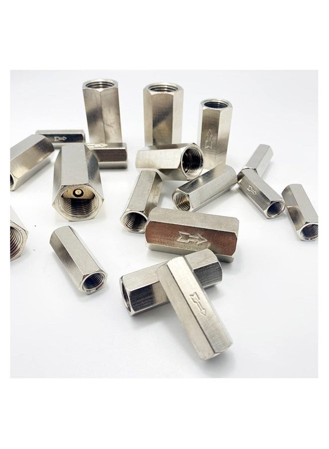 2 Pcs Air Check Valve G1/4 Inch Female Threaded Full Ports One Way Silver Water Brass Non-Return Check Valve - Image 2