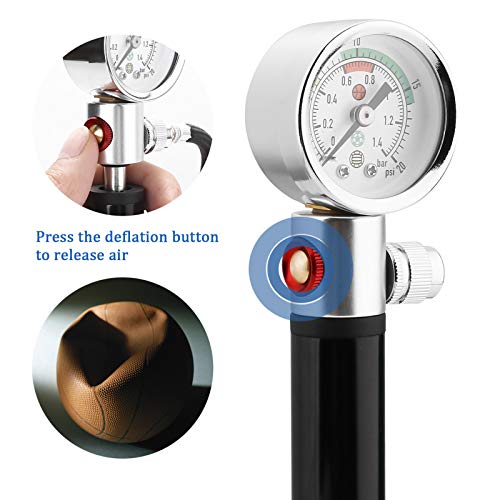 eBall Ball Pump with Pressure Gauge, eBall Sports Ball Air Pump with Inflation Needles & Pressure Release Valve for Basketball, Football, Soccer Ball, Rugby, Volleyball and Other Inflatable Balls - Image 5