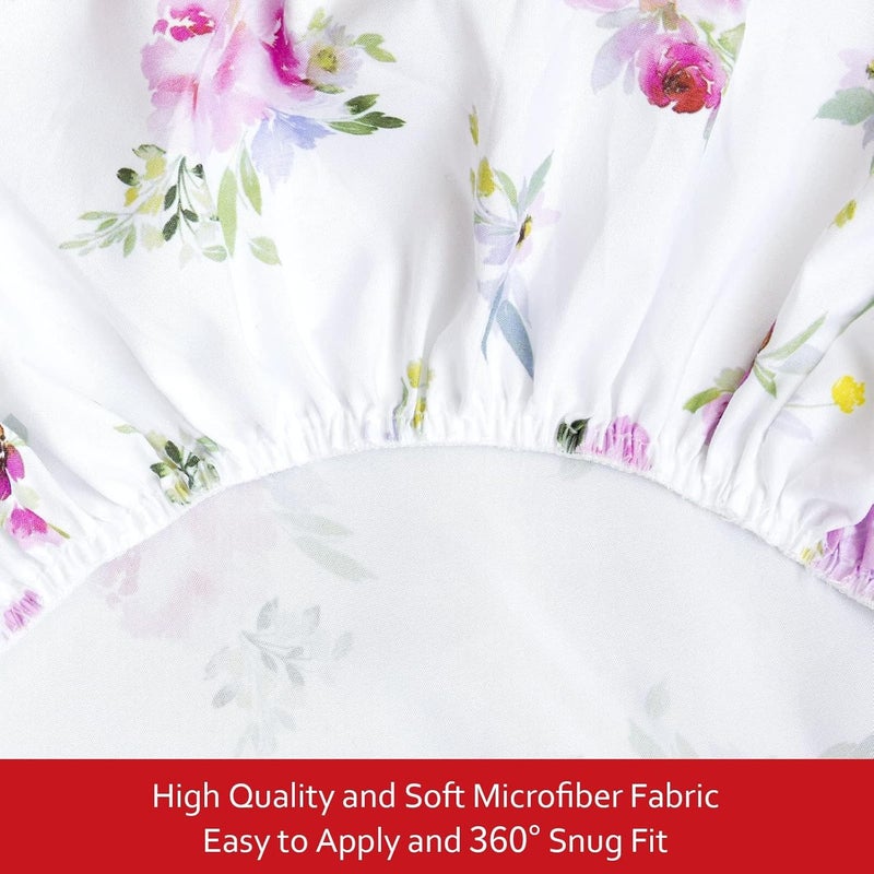 KASTWAVE Baby Crib Sheets, 2-Pack Fitted Floral Crib Sheets for Standard Cribs and Toddler Mattresses - Image 4