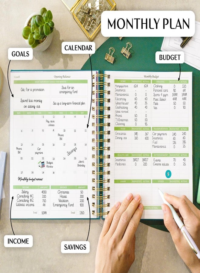 Legend Planner Legend Budget Planner & Monthly Bill Organizer with Pockets – Home Finance & Expense Tracker – Notebook for Household Budgeting (Dark Teal) - Image 3