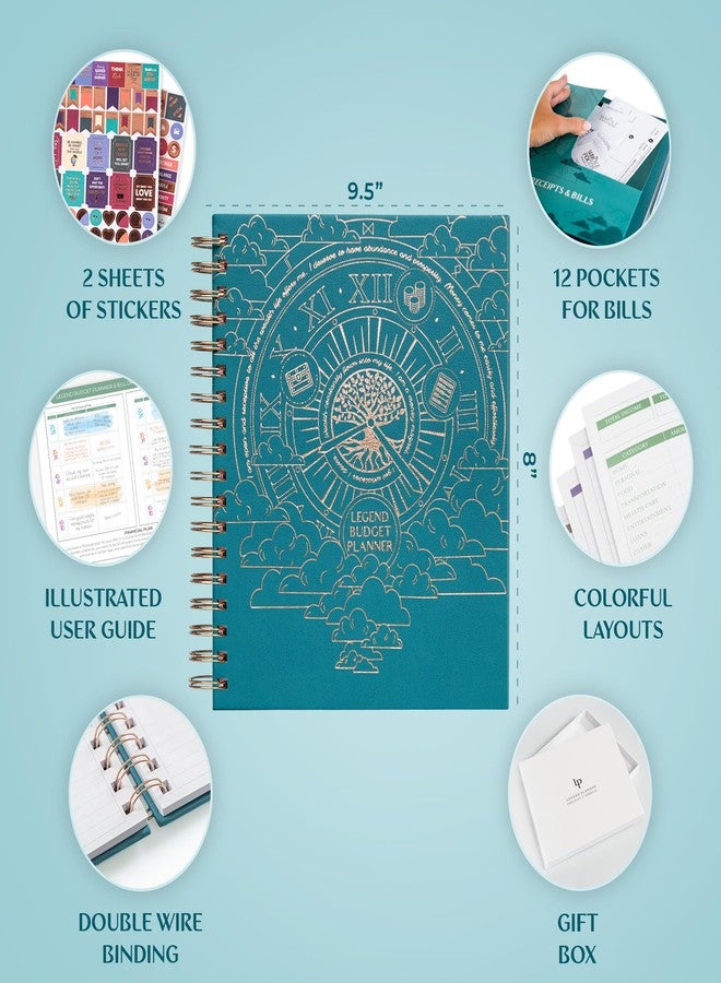 Legend Planner Legend Budget Planner & Monthly Bill Organizer with Pockets – Home Finance & Expense Tracker – Notebook for Household Budgeting (Dark Teal) - Image 2