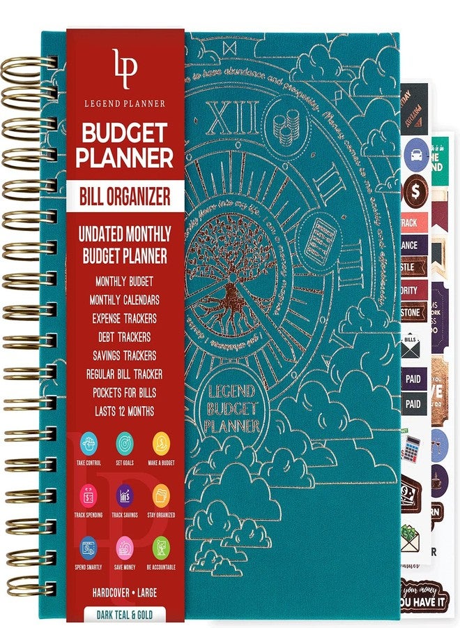 Legend Planner Legend Budget Planner & Monthly Bill Organizer with Pockets – Home Finance & Expense Tracker – Notebook for Household Budgeting (Dark Teal) - Image 1
