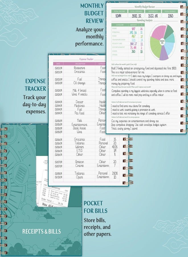 Legend Planner Legend Budget Planner & Monthly Bill Organizer with Pockets – Home Finance & Expense Tracker – Notebook for Household Budgeting (Dark Teal) - Image 5