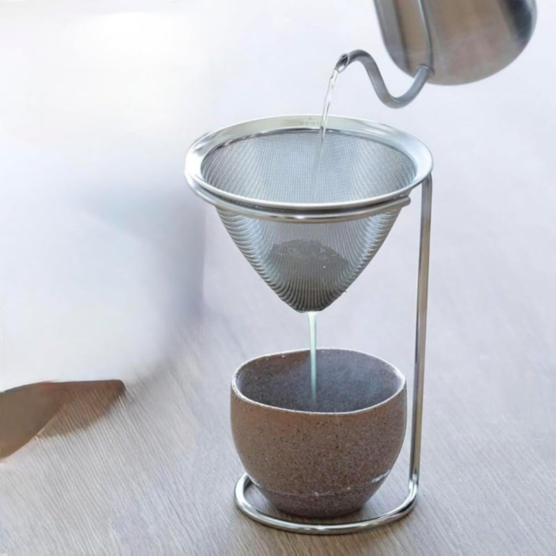 مصفاة شاي وأعشاب مع حامل، على الطراز الياباني، مصنوعة من الفولاذ المقاوم للصدأ، للشاي والقهوة والحساء. Ø§Ù”ÙŠØ§Ø¨Ø§Ù†ÙŠØ©ØŒ Ø§Ù”Ø´Ø§ÙŠØŒ Ø§Ù˙Ù‡ÙˆØ©ØŒ Ø§Ù″Ø³Ø§Ø¡ØŒ Ø§Ù”ØªÙ†Ù‚ÙŠØ·