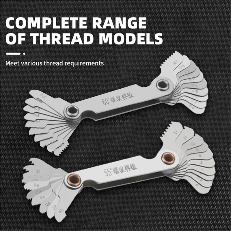 Thread Pitch Gauge 55/60 Degree Imperial Metric Thread Plug Gauge Gear Tooth Measuring Centre(55 Degrees Imperial) - Image 5