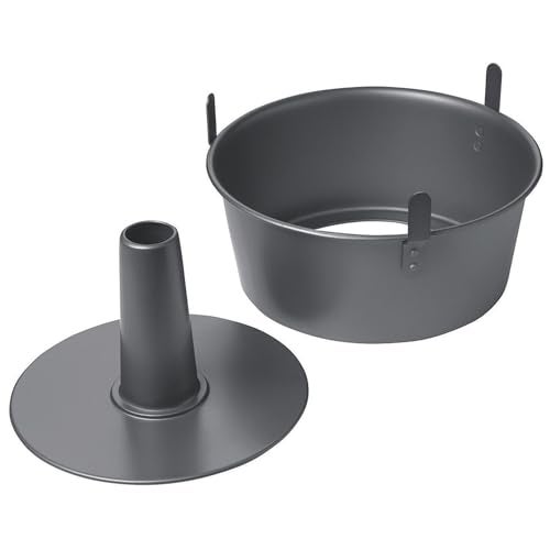 Chicago Metallic 16184 Professional 2-Piece 9.5-Inch Angel Food Cake Pan with Feet, 9.5" x 4", Black - Image 1