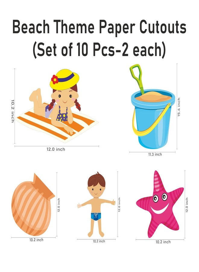 PrettyurParty Pretty UR Party Beach Theme Paper Cutouts for Birthday Parties, Party Supplies Décor, Decoration, Classroom, Bedroom - Multicolour (10 Pcs) - Image 2