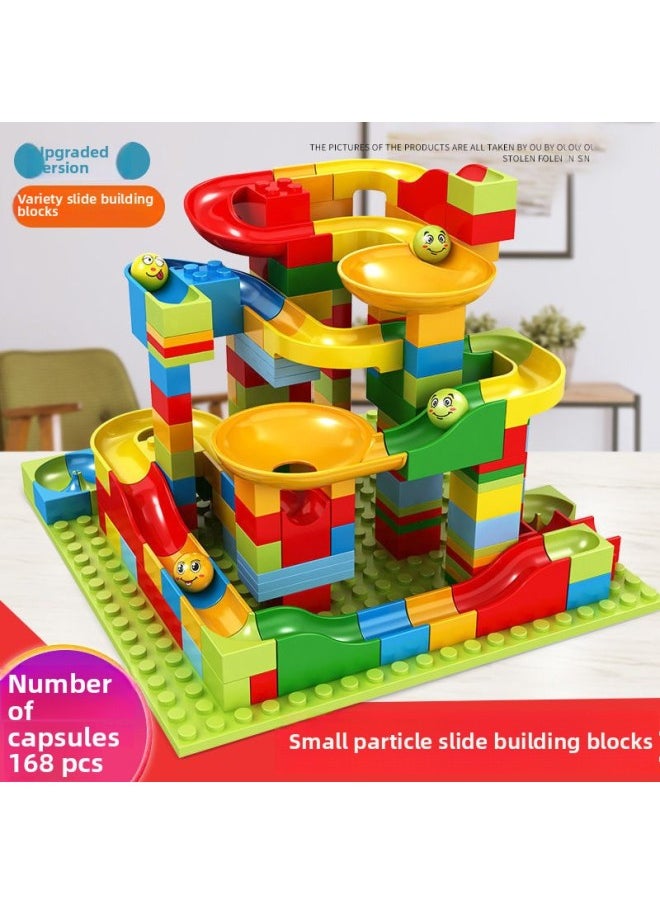 Generic - # Variables Slide Building Blocks Table Assembled Toys Puzzle 3 To 6 Years Old Boy Child Size Granular Ball Rail-Color:Slide Building Blocks [178 Particles] Including 8 Balls + 2 Base Plates - Image 1