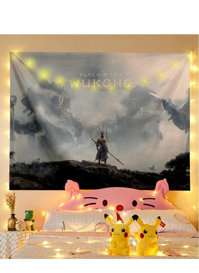 1.5Mx2M Black Myth Wukong Game Hanging Cloth Poster Decoration Painting Wall Cloth Esports Game Internet Cafe Background Cloth With USB Star Light