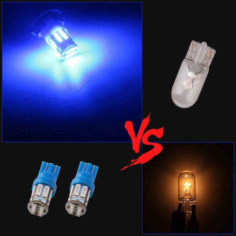 Grandview Blue T10 194 168 921 W5W 7014 10-SMD LED Interior Lights Bulb Car Replacement Lights Truck License Plate Front Rear Sidemarker Light Dome Map LED Bulbs 12V DC 10-Pack - Image 3