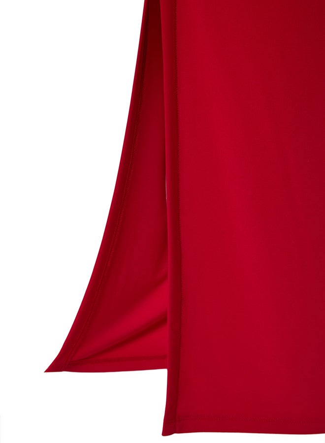 Red Bodycon Cut Out/Window Detailed Knitted Chic Dress