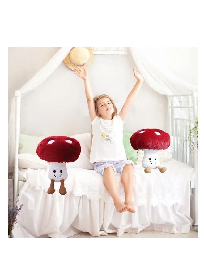 Cute Mushroom Plush Pillow,  Kawaii Smile Doll, Mushroom Plushie Stuffed Animals Pillow, Toys Doll Gifts for Kids, Red 7.9 inches  - Image 4