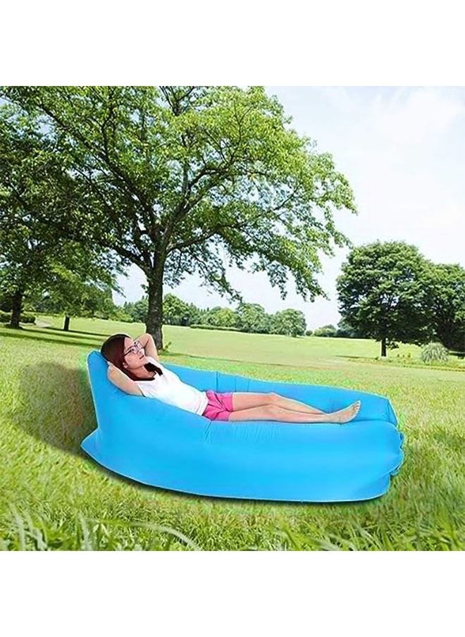 Outdoor Inflatable Sofa,Portable Beach Camping Sofa,Fast Inflatable,Wear and Scratch Resistant,For Pool/Grass/Yard/Living Room(Blue200*70cm)