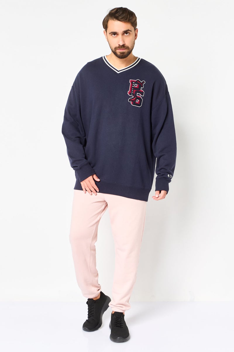 Puma x Staple Men V-Neck Long Sleeve Outdoor Sweatshirt, Navy - Image 2