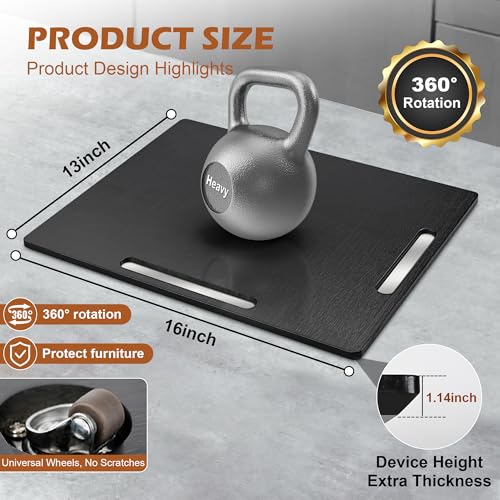 Joy&Grace Appliance Slider for Kitchen Appliances 360° Rolling Sliding Tray for Coffee Maker Countertop, Bamboo Coffee Pot Slider Rolling Tray with Universal Rollers (Black, Large 16"x13") - Image 2