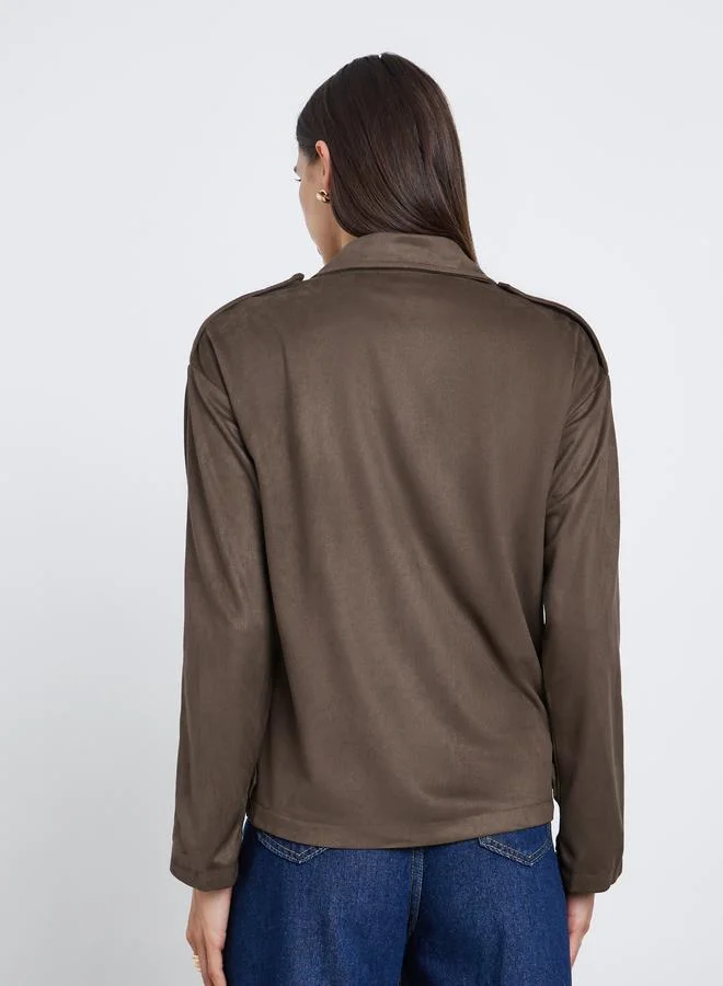 تايك تو جاكيت بمظهر سويدي مع أزرار امامية