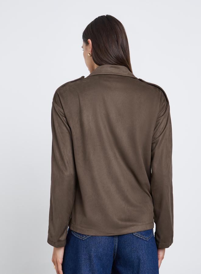 تايك تو جاكيت بمظهر سويدي مع أزرار امامية - Image 5