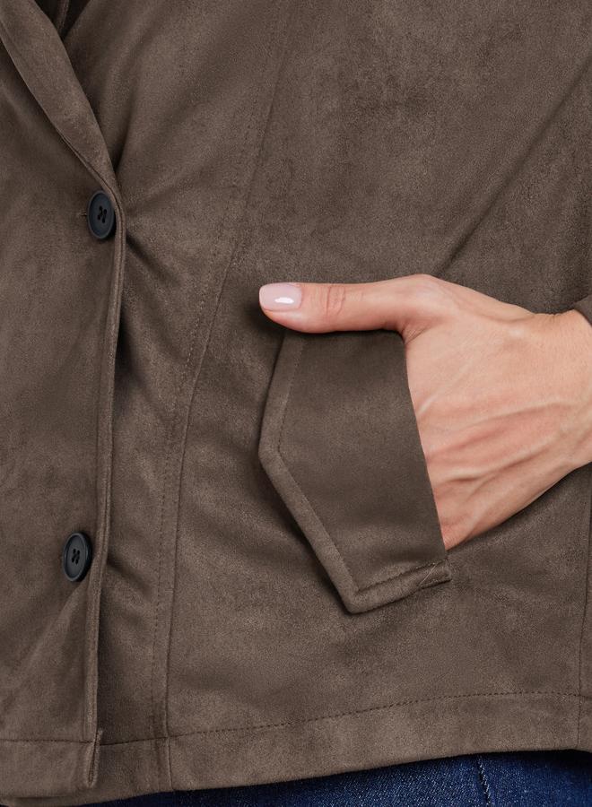 تايك تو جاكيت بمظهر سويدي مع أزرار امامية - Image 4