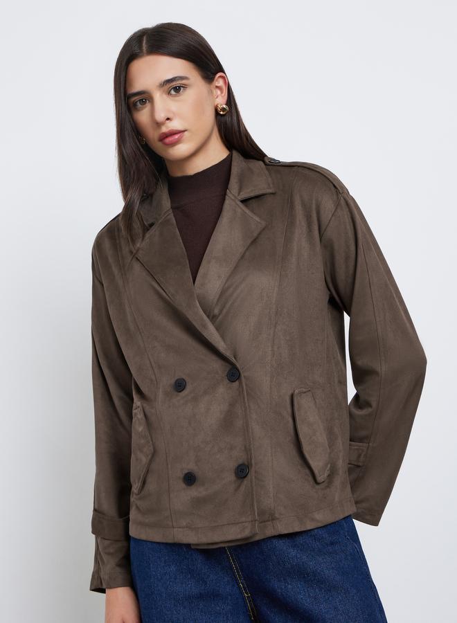 تايك تو جاكيت بمظهر سويدي مع أزرار امامية - Image 3