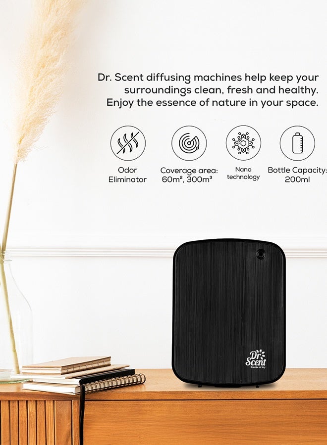 Dr Scent جهاز توزيع الزيوت العطرية الذكي من دكتور سينت زين بتقنية متقدمة، جهاز عطر للمنازل والمكاتب والمساحات الصغيرة - يغطي حتى 60م²، 300م³ وضع صامت للغاية، سعة 200مل (أسود) - Image 3