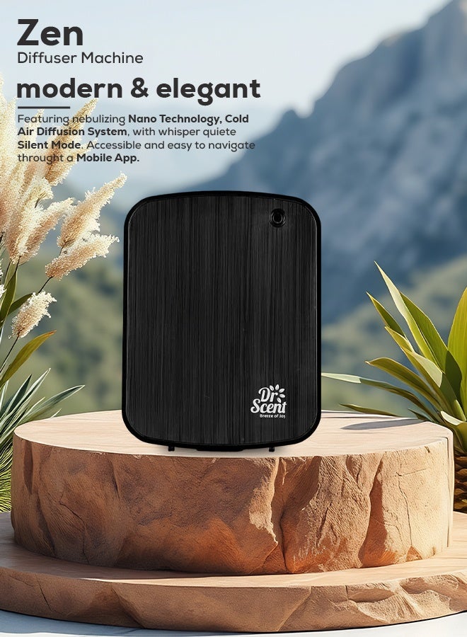 Dr Scent جهاز توزيع الزيوت العطرية الذكي من دكتور سينت زين بتقنية متقدمة، جهاز عطر للمنازل والمكاتب والمساحات الصغيرة - يغطي حتى 60م²، 300م³ وضع صامت للغاية، سعة 200مل (أسود) - Image 2