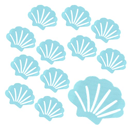 Coufce Bathtub Stickers Non Slip, Shell Shaped Tubs Safety Shower Treads, Adhesive Sticker for Bathroom Bathtub, Shower Floor,Blue (12Pcs) - Image 1