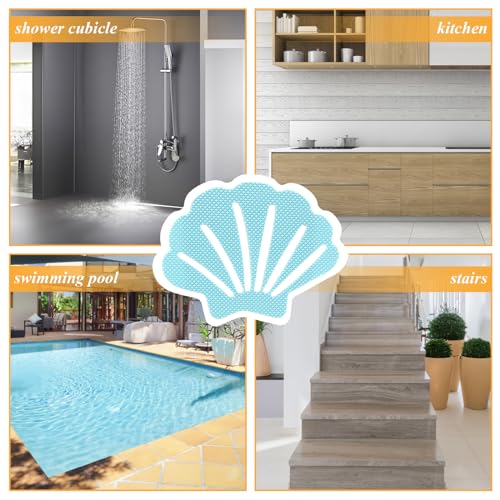 Coufce Bathtub Stickers Non Slip, Shell Shaped Tubs Safety Shower Treads, Adhesive Sticker for Bathroom Bathtub, Shower Floor,Blue (12Pcs) - Image 5