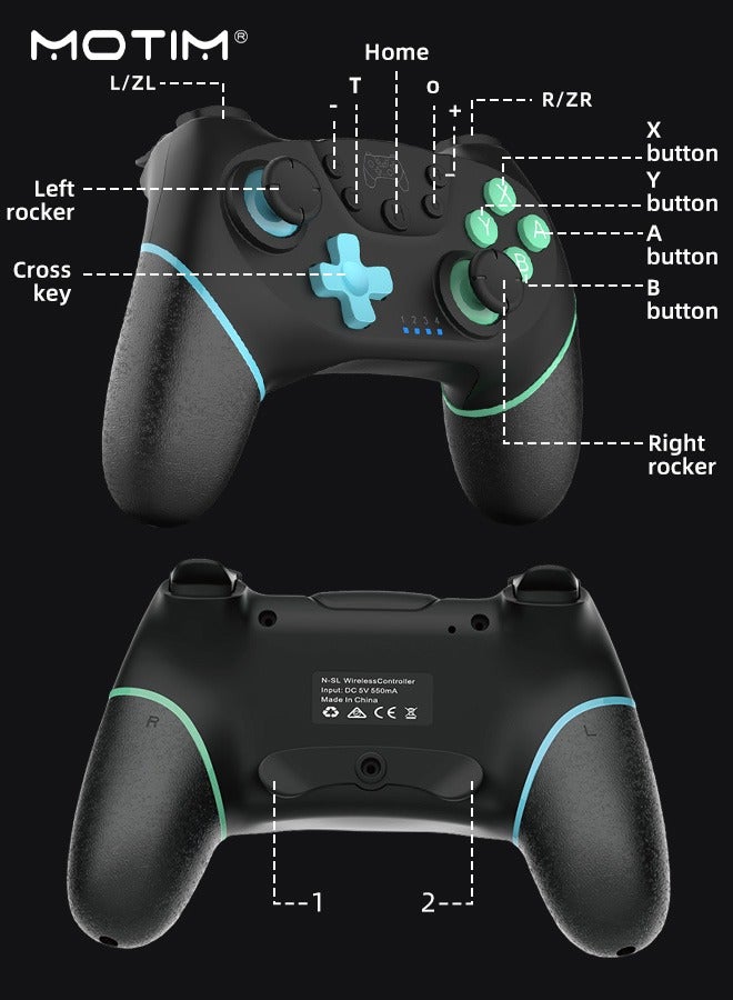 Wireless Switch Pro Controllers for Switch/Switch Lite/Switch OLED Switch Remote Gamepad with Bluetooth with Wake-up, Turbo and Gyro axis Programmable Wireless Switch Controller