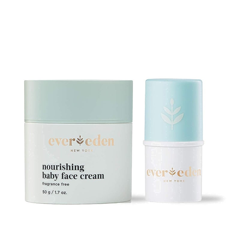 Evereden Dry Relief DUO - Face Cream (1.7oz) & Lip Balm (0.13oz) - Clean, Vegan & Easy to Use Toddler Chapstick & Baby Cream Bundle for Deep Soothing Hydration - Non-Greasy & Fragrance-Free - Image 1