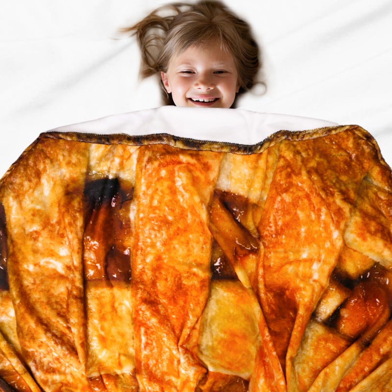 Bnuitland Bnuitland Apple Pie Pattern Throw Blanket  Novelty Realistic Food Blanket for Sofa Bed Couch  300GSM Super Soft Flannel Fuzzy Funny Gift Throw for Kids/Pets and Adults  - Image 4