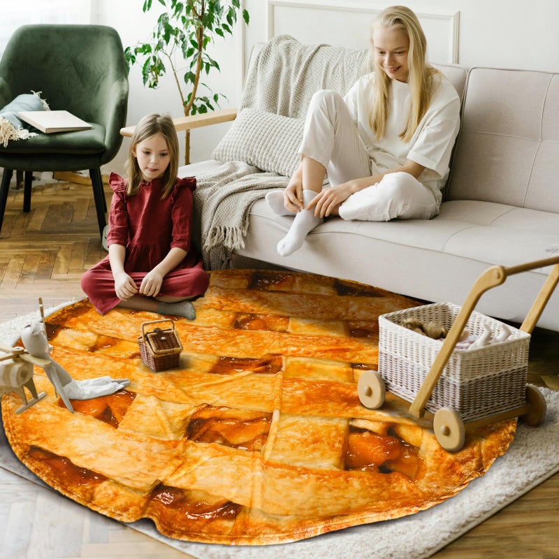 Bnuitland Bnuitland Apple Pie Pattern Throw Blanket  Novelty Realistic Food Blanket for Sofa Bed Couch  300GSM Super Soft Flannel Fuzzy Funny Gift Throw for Kids/Pets and Adults  - Image 5