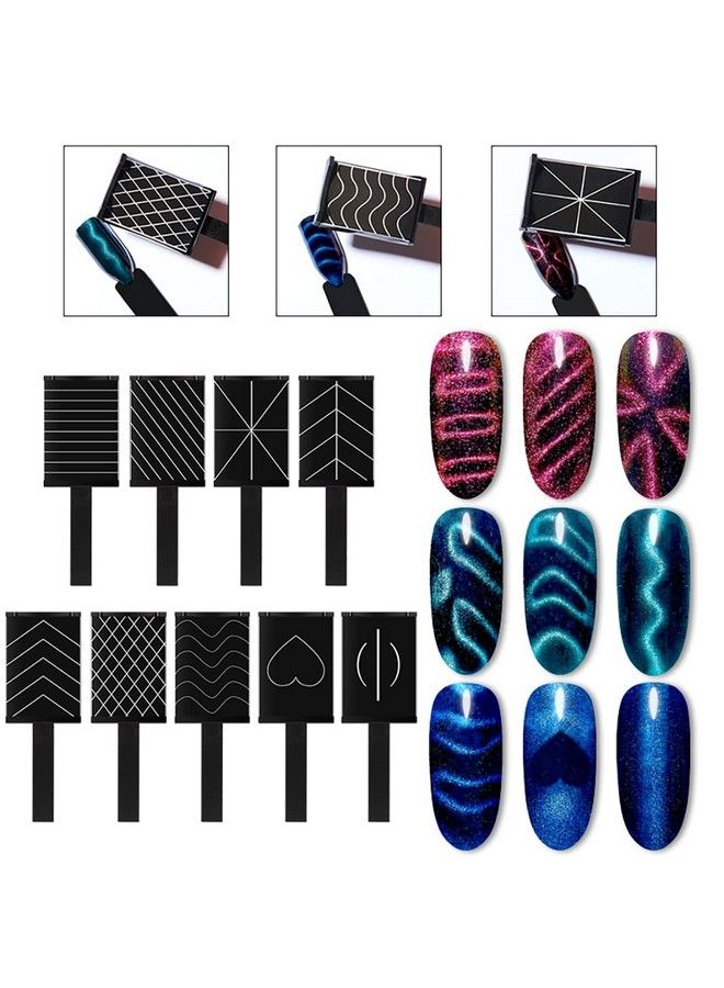 JERCLITY 16 Pieces Cat Eye Magnet Tool For Nails Magnet Plate Wand Board Double Ended Nail Magnet Plate Nail Magnetic Pen Line Strip Effect 3D Magnetic For Cat Eye Gel Polish Diy Nail Art - Image 3