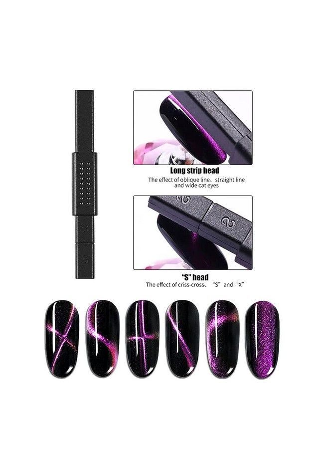 JERCLITY 16 Pieces Cat Eye Magnet Tool For Nails Magnet Plate Wand Board Double Ended Nail Magnet Plate Nail Magnetic Pen Line Strip Effect 3D Magnetic For Cat Eye Gel Polish Diy Nail Art - Image 5