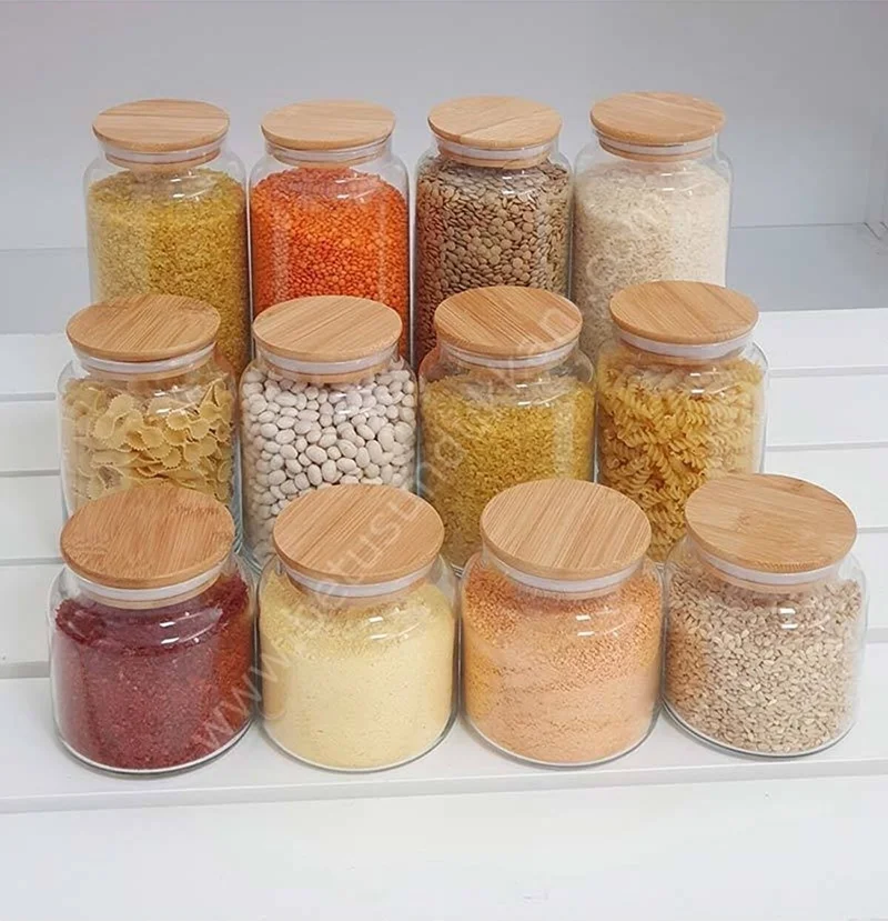 Favori Mutfak 12-Piece Bamboo Lid Vacuum Glass Jar Storage Container Set (1300ML-800ML-500ML) 3 Sizes