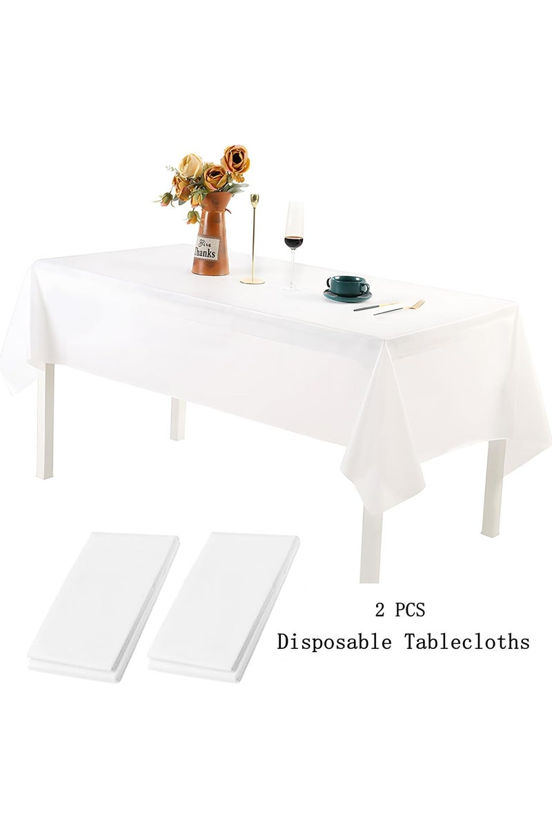 DELGREEN 2 Pack Disposable Tablecloths Plastic Rectangle Table Cloth Waterproof Decorative Table Cover for BBQ Party Wedding Indoor or Outdoor Use - Image 1