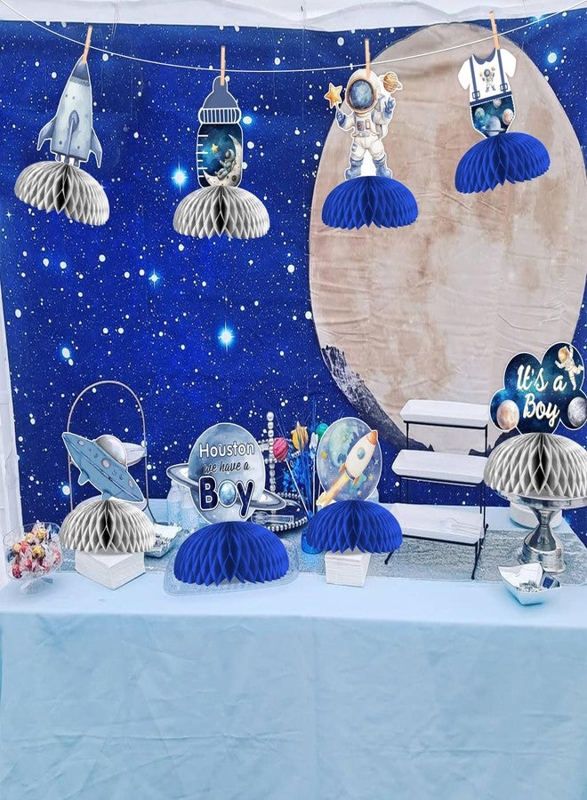 Cheereveal 8 Pcs Outer Space Baby Shower Honeycomb Centerpiece, Blue Houston We Have A Boy Table Decorations, Planet Astronaut Rocket Outer Space Trip Themed Birthday Party Supplies - Image 4