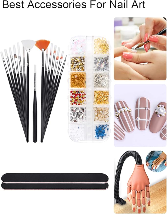 Deciniee Practice Hand for Acrylic Nails300 Pcs Nail Tips Flexible Training Hand Professional Nail Art Hand Tools Adjustable False Finger Nails for DIY Nail Manicure - Image 2